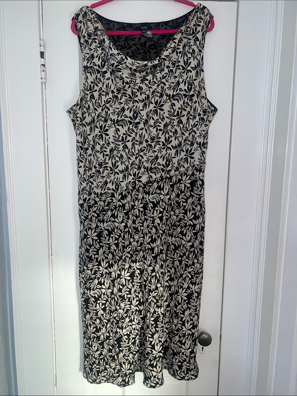 Alfani 20W Silk Floral Midi Dress Draped Cowl Neck Sleeveless Lined Plus Size